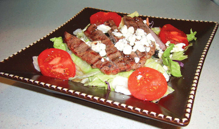 The prettier, lighter version of Flank Steak Salad. I tossed on a few crumbles of Feta Cheese and, boy, was that a good decision.