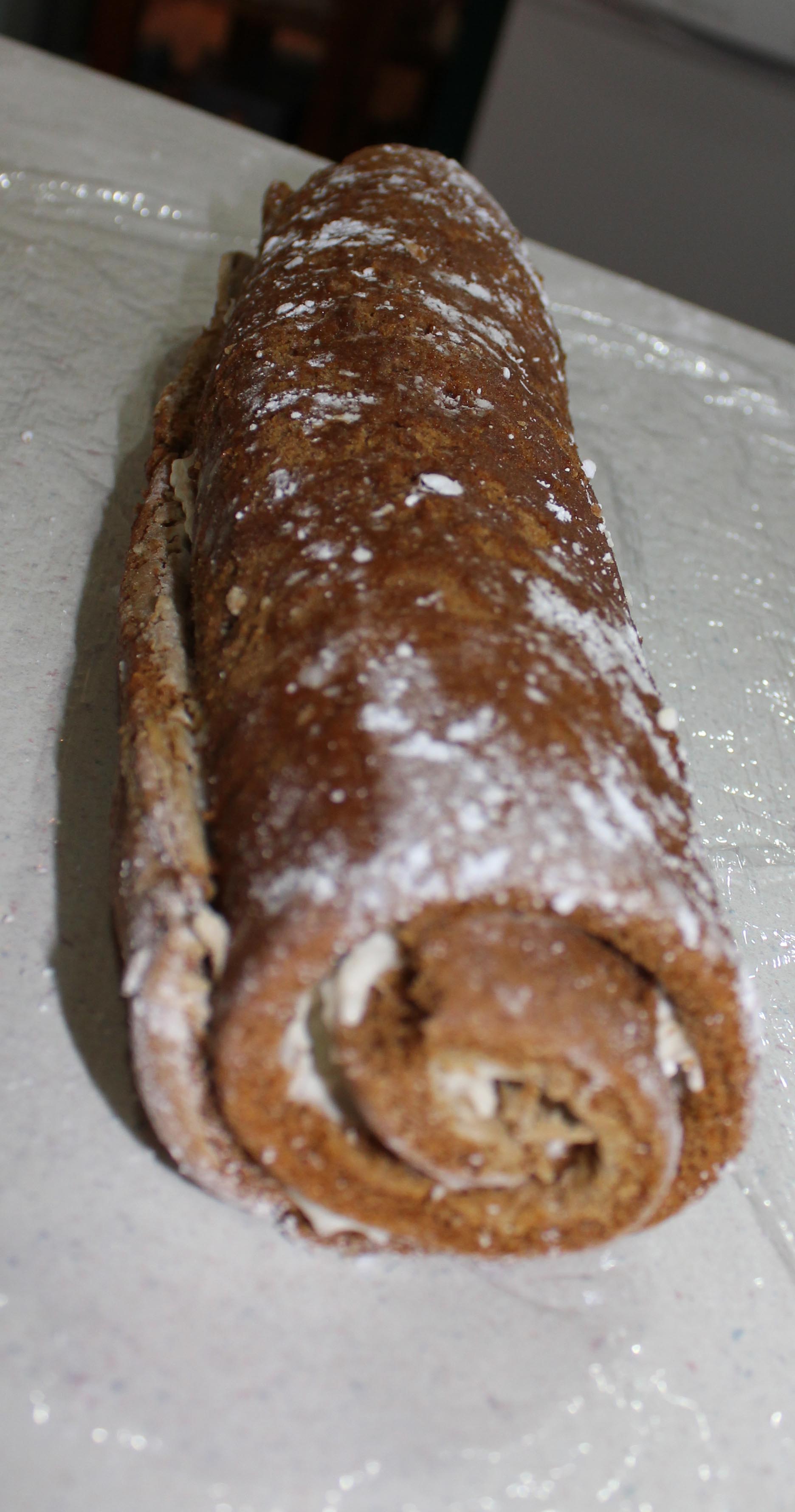 Pumpkin Roll ready to cut