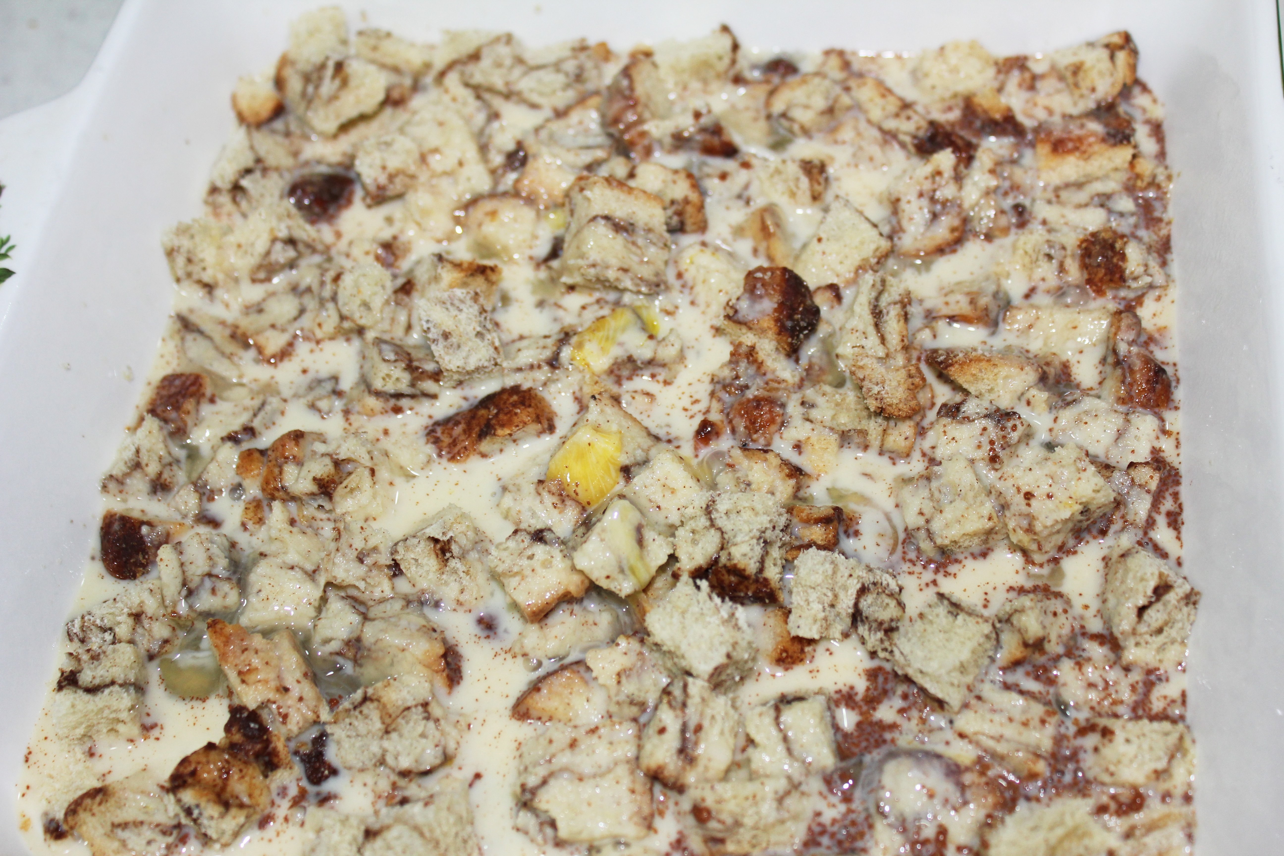 Heat oven to 350 and bake the bread pudding until golden brown - about 50 minutes.