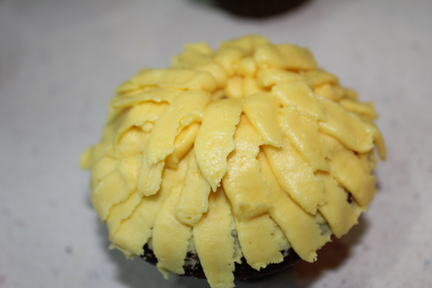 sunflower cupcake frosted