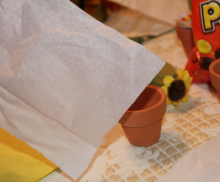 Cut tissue paper into small squares.