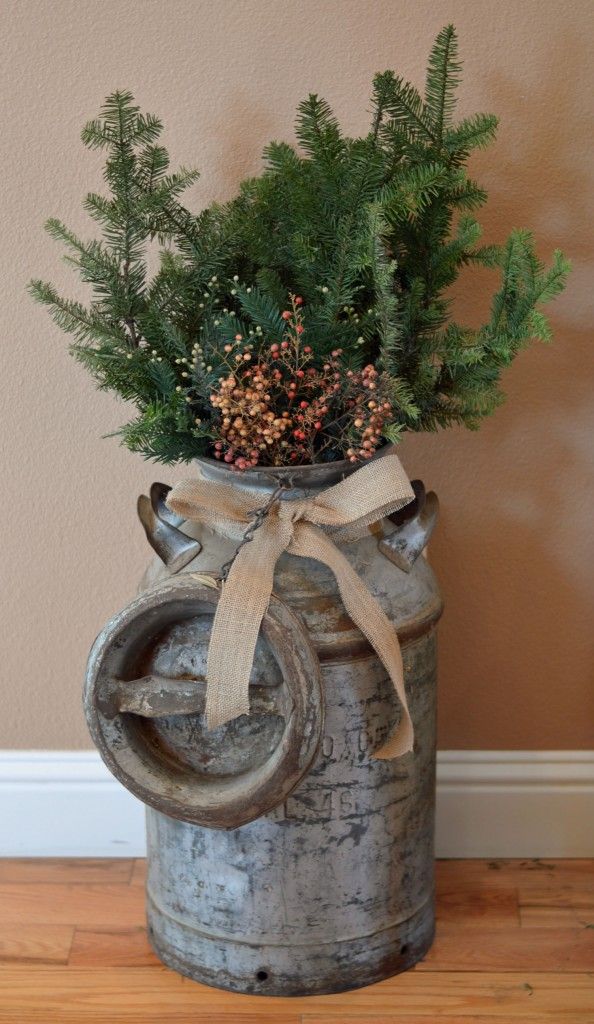 vintage christmas milk can